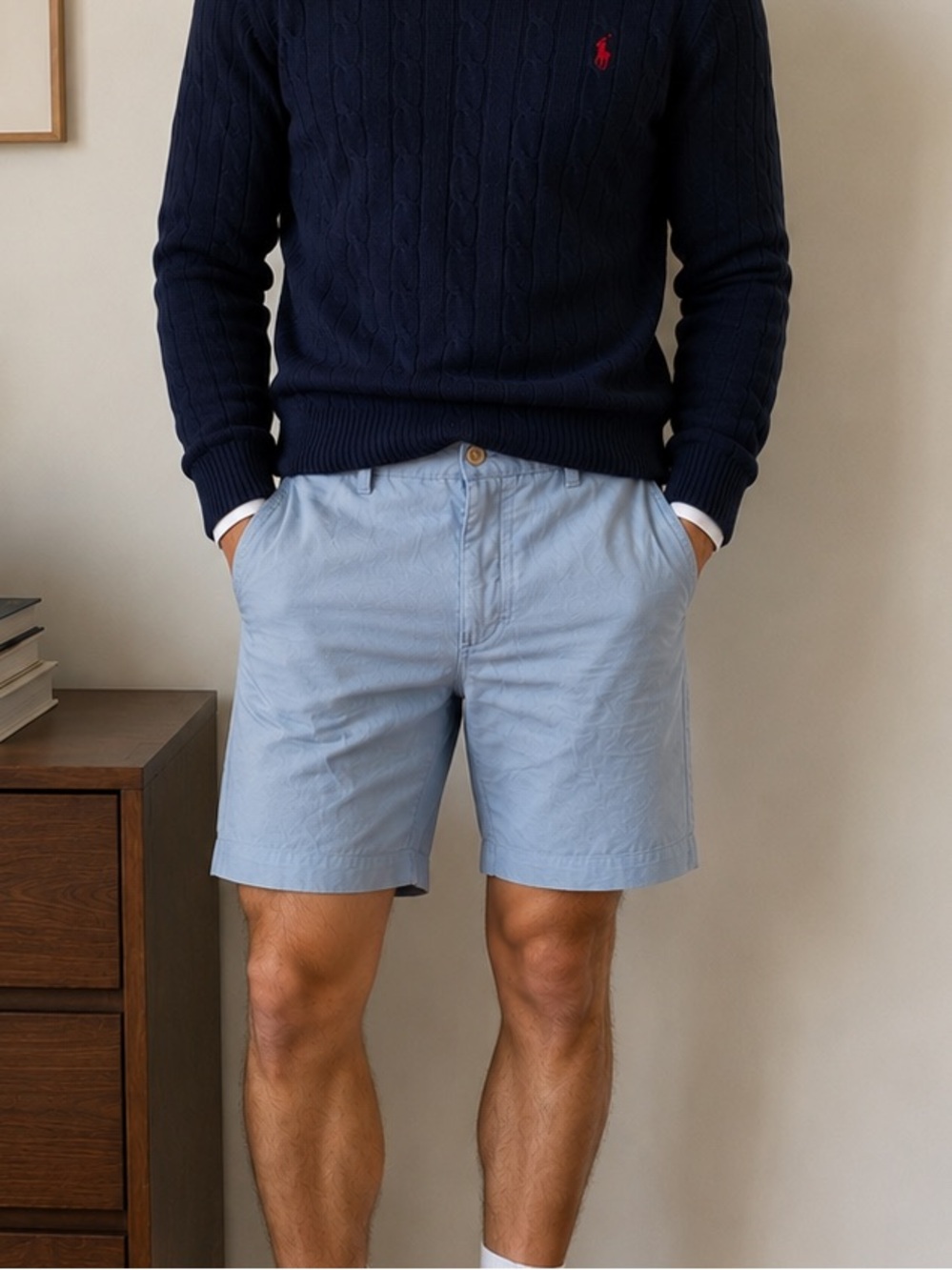 Polo Ralph Lauren Classic Fit Chino Shorts Blue Size 38 Preppy Collegiate Basic